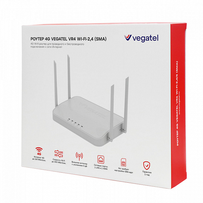Роутер 4G VEGATEL VR4 Wi-Fi-2,4 (SMA) - фото №4